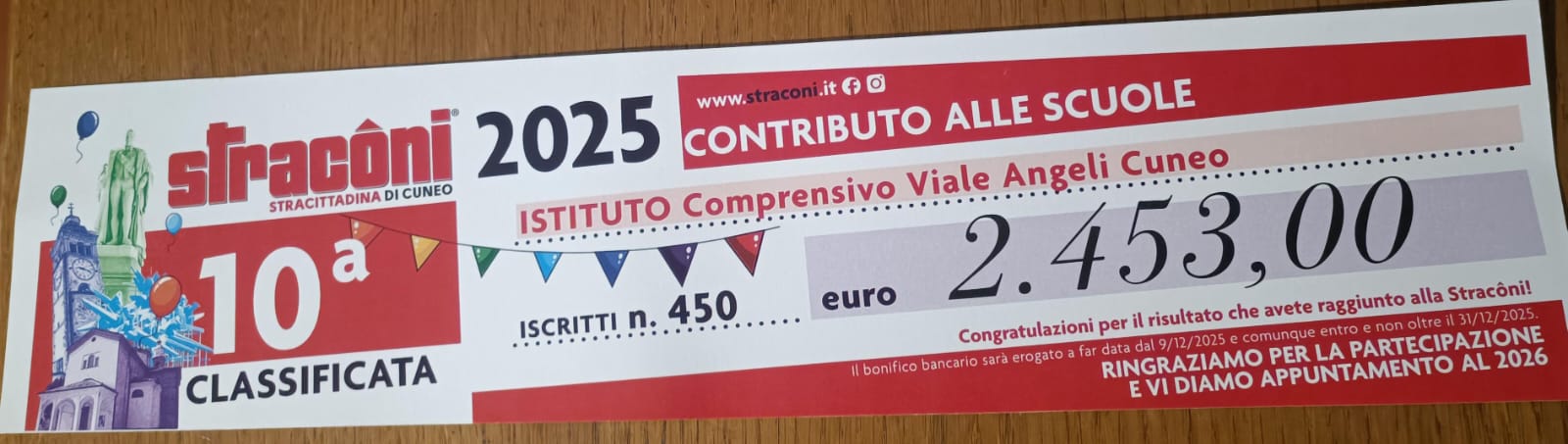 Contributo alle scuola per la Stracôni